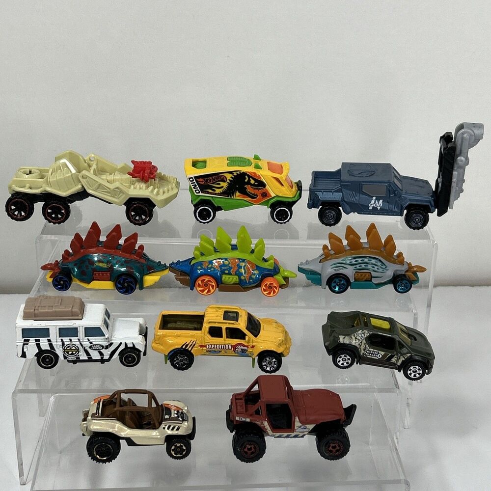 Vtg Hot Wheels Jurassic Park Lot Stegosaurus Claw Fossil Freight Motosaurus